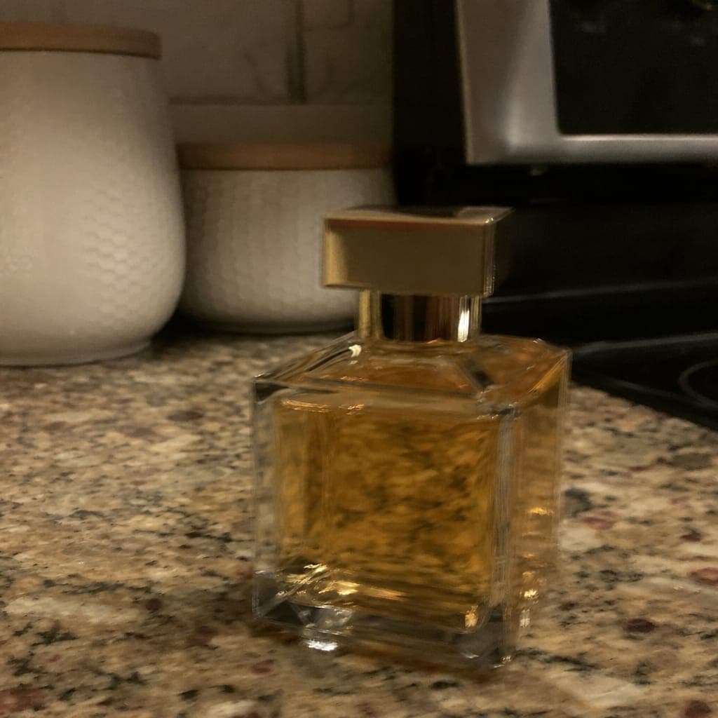 Phone shot of a perfume bottle